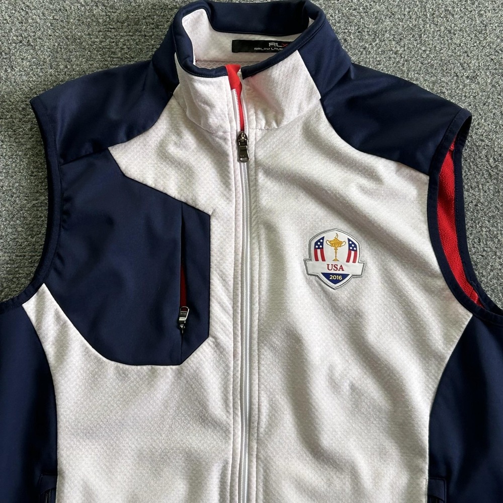 USA Ryder Cup Vest Mens M White Blue Golf RLX Ralph Lauren 2016 Sleeveless